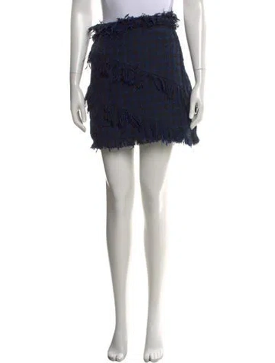 Pre-owned Msgm Fringe Trim Accent Mini Skirt In Blue
