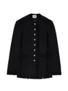 Msgm Fringed Buttoned Jacket In Black
