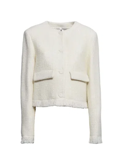 Msgm Fringed Flap-pockets Tweed Jacket In Neutral