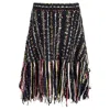 Msgm Fringed Skirt In Black Wool In Multi