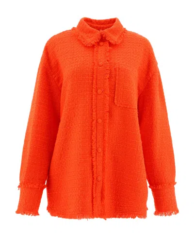 MSGM MSGM BUTTON-UP TWEED KNIT OVERSHIRT