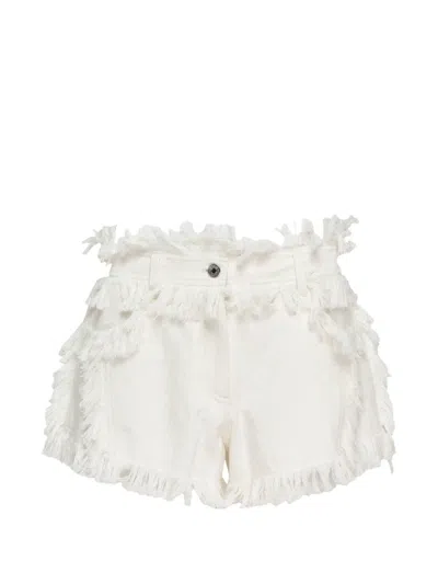 Msgm Fringe-trimmed Shorts In White