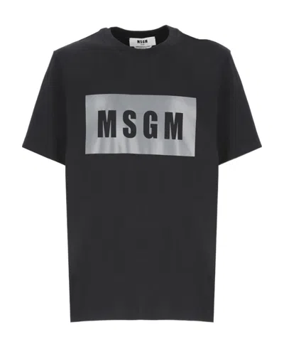 Msgm Front Logo T-shirt In Black