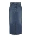 Msgm Front Slit Denim Midi Skirt