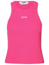 Msgm Embroidered-logo Ribbed Tank Top In Pink