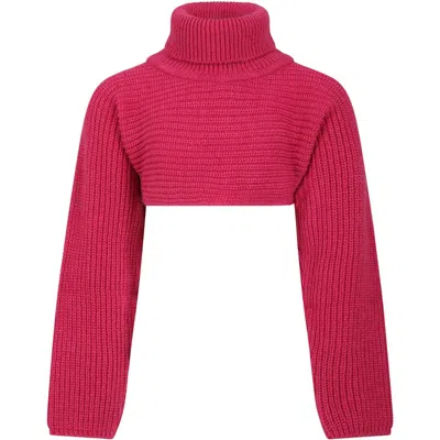 Msgm Kids' Fuchsia Turtleneck For Girl With Logo