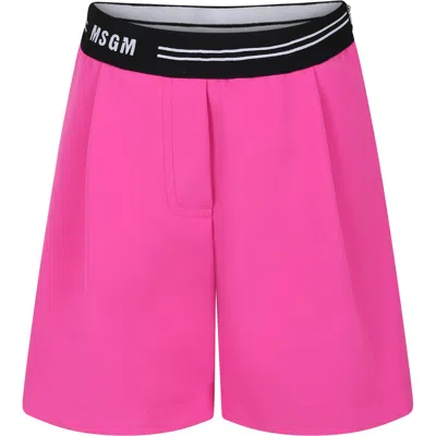 Msgm Kids' Fuchsia Shorts For Girl With Logo