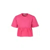 Msgm Ruffled Cotton T-shirt In Fuchsia