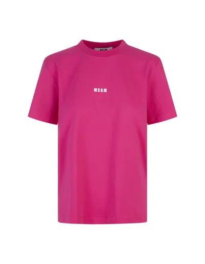 Msgm Fuchsia T-shirt With Micro Logo In Pink