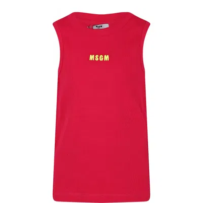 Msgm Kids' Fuchsia Tank Top For Girl With Logo