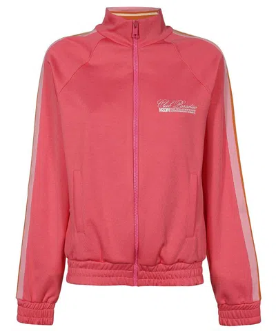 Msgm Full Zip Hoodie In Pink