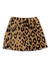 Msgm Fur Animalier Mini Skirt Girl In Brown