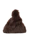 Msgm Furry Shoulder Bag In Brown