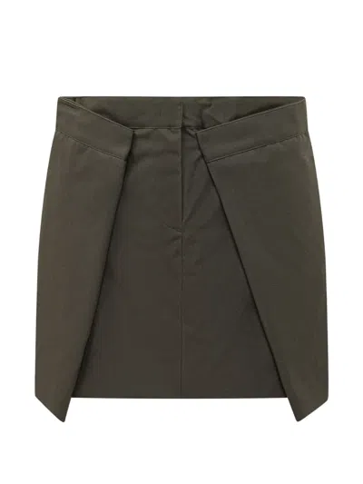Msgm Gabardine Folded-detail Mini Skirt In Green