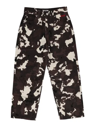 Msgm Kids' Camouflage-print Trousers In Multi