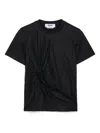 Msgm Gathered Cotton T-shirt In Black