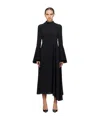 Msgm Gathered Crepe Maxi Dress In Black