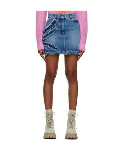 MSGM GATHERED-DETAIL DENIM SKIRT