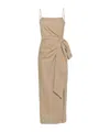 Msgm Gathered-detail Maxi Dress In Nude