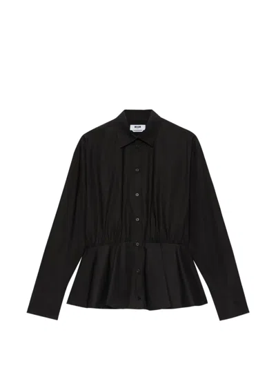 Msgm Gathered Shirt In Animal Print