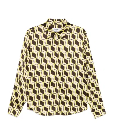 MSGM MSGM GEOMETRIC PRINTED LONG-SLEEVED SHIRT