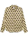 Msgm Geometric-print Shirt In Neutrals