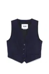 Msgm Slub-texture Waistcoat In Blue