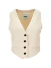 Msgm Gilet Con Scollo A V Beige  In Multi