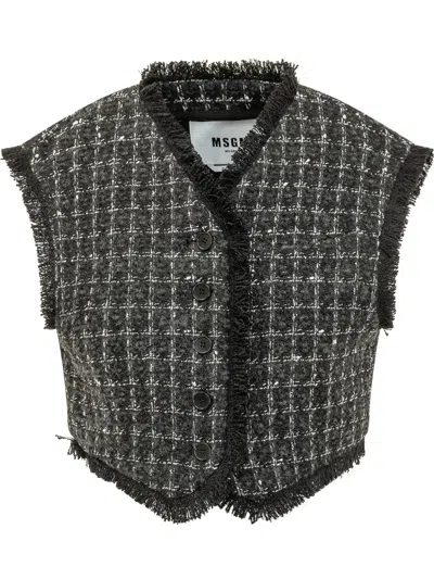 Msgm Gilet Vest In Black Multi