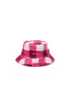 Msgm Gingham-check Bucket Hat In Pink