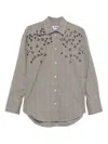 Msgm Gingham Embroidered Shirt In Brown