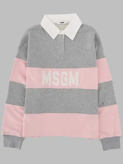Msgm Polo Sweatshirt Girl In Multi