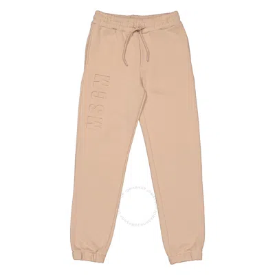 Msgm Kids'  Girls Beige Drawstring Track Pants In Neutral