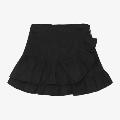 Msgm Kids'  Girls Black Ruffle Taffeta Skirt