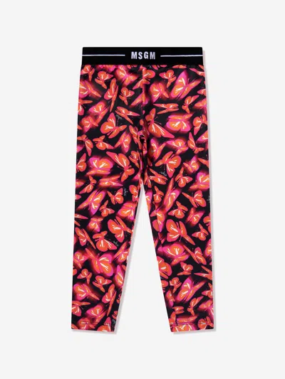 Msgm Babies'  Girls Butterfly Leggings In Pink