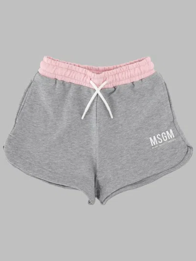 Msgm Girls Cotton Fleece Mini Shorts In Grey
