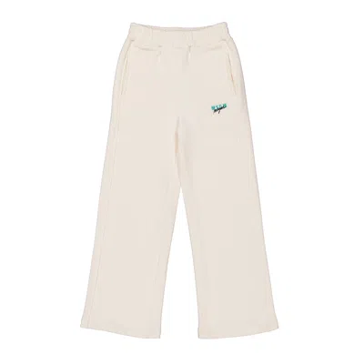 Msgm Girls Embroidered Logo Trousers In Neutral