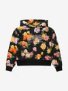 Msgm Floral Print Hoodie In Black
