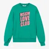 Msgm Flocked-logo Cotton Sweatshirt In Green