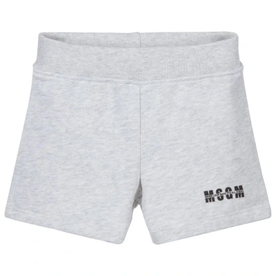 Msgm Kids'  Girls Grey Cotton Logo Baby Shorts