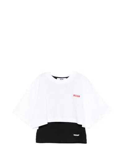 Msgm Kids' Girls' Jersey T-shirt Combo In White