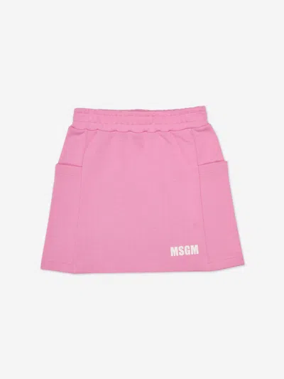 Msgm Kids' Girls Logo Skirt In Pink