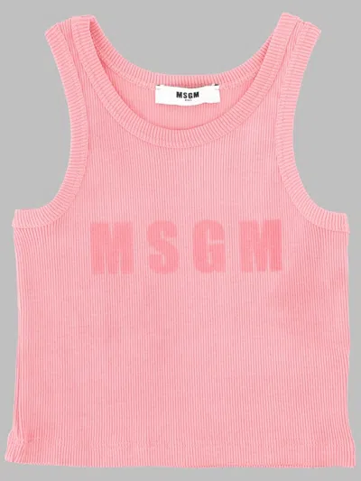 Msgm Girls' Mini Ribbon Tank Top In Pink
