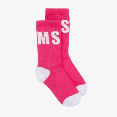 Msgm Kids'  Girls Pink & White Cotton Ankle Socks