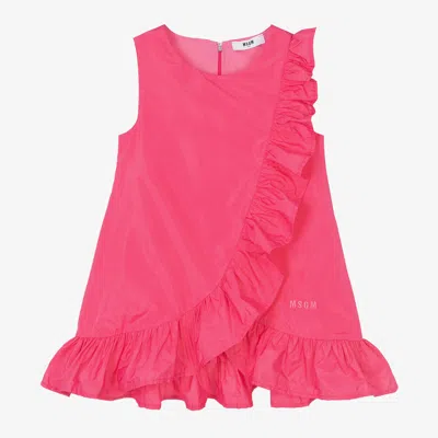 Msgm Kids'  Girls Pink Ruffle Taffeta Dress