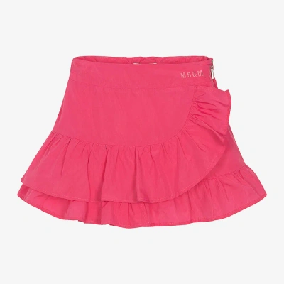 Msgm Kids'  Girls Pink Ruffle Taffeta Skirt