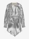 Msgm Girls Pleated Dress In Silver