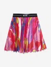 Msgm Logo-waistband Pleated Skirt In Multicoloured