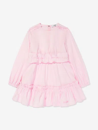 Msgm Babies'  Girls Poplin Dress In Pink