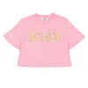 Msgm Logo-embellished Cropped T-shirt In Pink